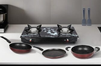 Sigri-Wala As Stove & Non-Stick Set | Tawa, Kadhai, Fry Pan & 2 Spatulas Glass Manual Gas Stove(2 Burners)