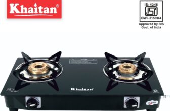 Khaitan 2 Burner BP Nano MS Black Glass Manual Gas Stove(2 Burners)