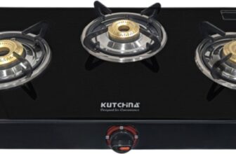 Kutchina Pluto 3B Glass Gas Stove 3 Burner, 3 Burner Glass Cooktop Gas Stoves Glass Manual Gas Stove(3 Burners)