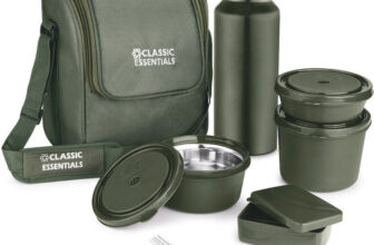 Classic Essentials Supreme Microwave Safe Set of 5 with Bottle|Bag & Cutlery 5 Containers Lunch Box(1250 ml, Thermoware)