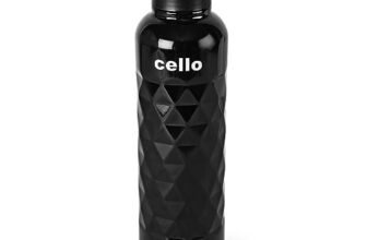 Cello Invictus Stainless Steel Double Walled Bottle, Hot and Cold, 700ml, Black | Vacusteel Water Flask with Durable DTP Coating | Leak Proof Flask for Beverages | Ideal for Home, Travel, Office