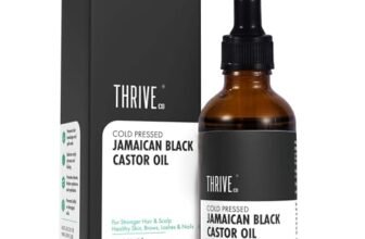 ThriveCo Cold-Pressed Jamaican Black Castor Oil for Hair, Skin, Eyebrows, Eyelashes & Nails | Promotes Scalp Health, Thicker Brows & Lashes | Prevents Hair Breakage | For Men & Women | 50 ml