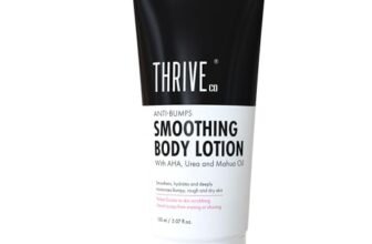 ThriveCo Smoothing Body Lotion for Dry, Rough & Bumpy skin | With AHA, Mahua Oil & Urea | Moisturizes, Hydrates & Treats Keratosis Pilaris,Strawberry Skin in Men & Women | 150 ml