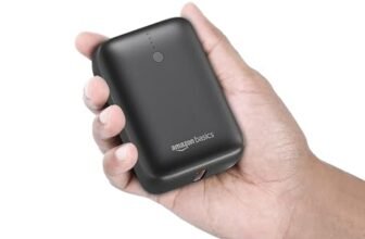 amazon basics 10000mAh Nano Power Bank | PD20W + 22.5W Fast Charging | LED Display | Broad Compatibility | Compact Design | Rapid Charge | Extended Power on The Go, USB Type-C Input, Black