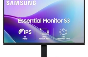 Samsung 24″ (60.5 cm) S3 Flat Monitor|Super Slim Borderless Design|IPS Panel|FHD 1920 x 1080|120 Hz|5 ms|Dual HDMI Ports (2EA)|Game Mode|Eye Saver Mode|Wall Mountable|LS24F320GAWXXL|Black