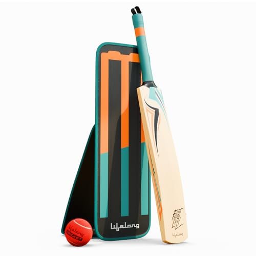 Lifelong Wooden Gully Cricket Bat Set for Kids| All-in-One Cricket Combo with Bat, Ball & Convertible Stump Bag |Quick Set Up | Poplar Wood Bat | Portable & Easy to Carry