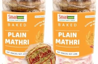 Smart Snacks Baked Plain Mathri, Whole Wheat Traditional Indian Crackers, Vacuum Sealed, Oil-Free