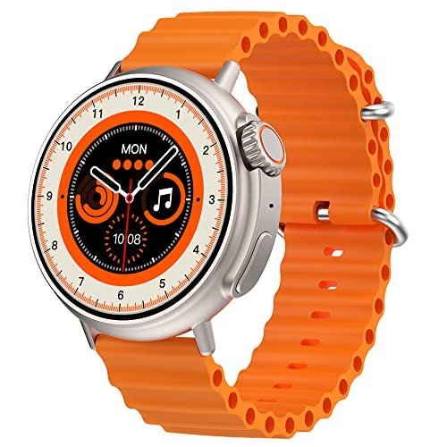 GIZMORE Cult 3.86 CM (1.52) Full HD | AOD with 700 NITS Brightness|Active Rotating Crown| 10 Days Working Time |360 * 360 Pixels High Resolution|BT Calling, Zinc Alloy Body (Orange)