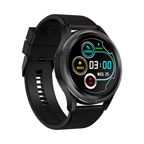 Itel 1GS 1.32″ HD IPS Superbright Display Smartwatch with Bluetooth Calling, Metal Alloy Dial, 15 Days Battery Life, IP68 Water Resistant, SpO2 and Heart Rate Monitoring, 190+ Watch Faces (Black)