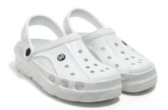 PAHNAVA Extra Soft Classic Clogs | Lightweight, Stylish & Anti-Skid Sandals | Waterproof Casual Mules for Unisex | White | Size – 8