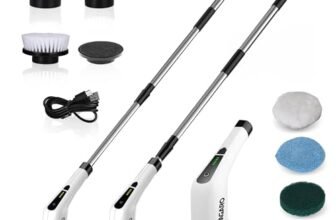 AGARO Royal Electric Spin Scrubber,Cleaning Brush Scrubber for Home, 300RPM/Mins-8 Replaceable Brush Heads-90Mins Work Time,3 Adjustable Size,2 Adjustable Speeds for Bathroom Shower Bathtub Car, White