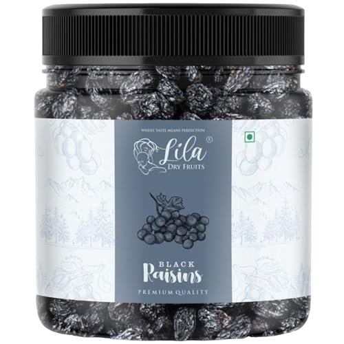 LILA DRY FRUITS Kali Kismis 1 kg Seeded Afghani Black Raisins Delicious Healthy Snacks | Naturally Sweet Kishmish High in Antioxidants Munakka Dry Fruit Perfect for Diwali Giftings