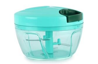 Cello Magic Hand Vegetable Slicer Small | Multi Utility | 3 Stainless Steel Blades | Vegetable and Fruits | 15 Cuts One Pull | (Blade, Whipper) | 450 ml| Green