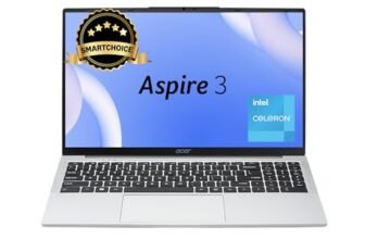 Acer [SmartChoice Aspire 3 Laptop Intel Core Celeron N4500 Processor Laptop (8 GB LPDDR4X SDRAM/512 GB SSD/Win11 Home/38 WHR/HD Webcam) A325-45 with 39.63 cm (15.6″) HD Display, Pure Silver, 1.5 KG