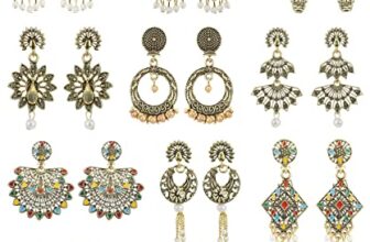 kreyam’s earrings for women fashion Chandbali Pearl Jhumka Traditional Combo Set of 12 Pack Fancy Jhumki