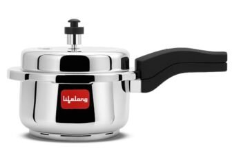 Lifelong Stainless Steel Pressure Cooker 2Liters | Induction & Gas Stove Compatible with Outer Lid, ISI Certified & Lock System |Safe & Durable Kitchen Essential with 5 Years Warranty (Silver)