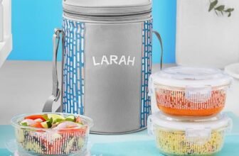 Larah Glassware Vogue Borosilicate Glass Lunchbox with Bag | 3pc Round Container Set (400 ml Each) | Microwave & Dishwasher Safe, Leakproof | Tiffin for Office, School, College | Blue