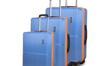 MOVE-MEANT Set of 3 Glide Small Cabin,Medium & Large Check-in Suitcase | 55 Cm,66 Cm & 75 Cm| 360 Degree 8 Wheels Number Lock Polycarbonate MAT. Blue Trolley Bag | Luggage for Travel – Pack of