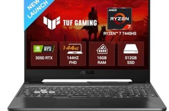 ASUS TUF A15 (2025), AMD Ryzen 7 7445HS, Gaming Laptop(RTX 3050,75W TGP,16GB DDR5(Upgradeable Upto 64GB )512GB SSD,FHD,15.6″,144Hz,RGB Keyboard,48Whrs,Windows 11,Graphite Black,2.3 Kg) FA506NCG-HN199W