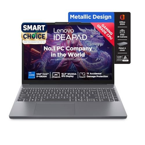Lenovo Smartchoice Ideapad Slim 3 13Th Gen Intel Core I7-13620H 15.3 Inch(38.8Cm) WUXGA IPS Laptop(16GB RAM/512GB SSD/Windows 11/Office Home 2024/Backlit Keyboard/1Yr ADP Free/Grey/1.6Kg),83K100CJIN