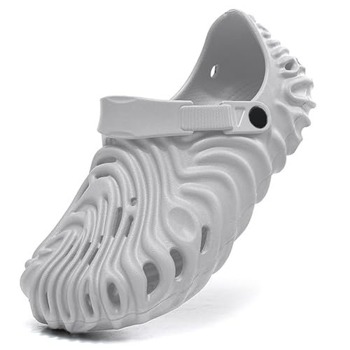 Kraasa Men's Lightweight Classic Clogs, Sandals with Adjustable Back Strap LightGrey UK 9