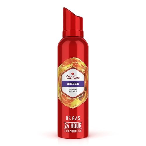 Old Spice Amber No Gas 24 hour Long Lasting Freshness Deodorant Perfume Body Spray For Men, 140ml
