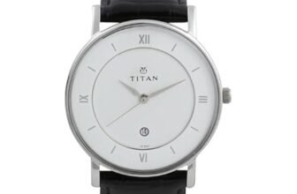 T TAN Men Classic White Dial Analog with Date Black Leather Strap Watch (Black)