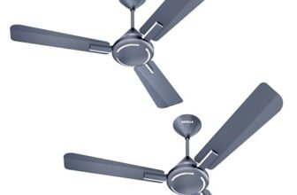 Havells 1200Mm Ambrose Es Ceiling Fan|Premium Finish,Decorative Fan,Elegant Looks,High Air Delivery,Energy Saving,100% Pure Copper Motor|2 Year Warranty By Brand|(4 stars,Pack Of 2,Nickel Saphire)