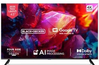 BLACK+DECKER 109 cm (43 inches) A1 Series 4K Ultra HD LED Smart Google TV BXTVGU43UD2875ATIN (Black)
