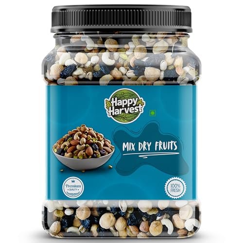 Premium Mixed Dry Fruits and Seeds, Almonds, Cashews, Dry Dates, Apricot, Green Raisin, Black Raisin, Candied Amla (500gm)