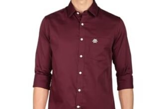 U.S. POLO ASSN. Men’s Solid Spread Collar Cotton Tailored Fit Shirt (USSHTR0034_Maroon_S)