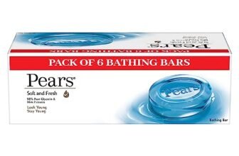 Pears Soft & Fresh Bathing Soap Bar 125 g (Pack of 6) With Glycerin & Mint, Cooling Soap for Glowing Skin & Body – Paraben Free, For Men & Women