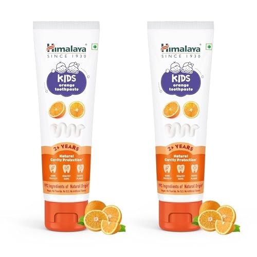 Himalaya Kids Orange Toothpaste, 80g x Pack of 2 | Natural solution for germ and cavity protection | 99% Natural Origin Ingredients