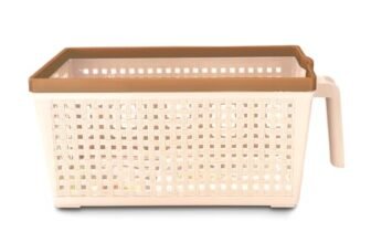 Nayasa Plastic Frill Basket | 6 Litre | Rectangular Shape | Veg Baskets for Storage in Kitchen | Food Basket for Kitchen | Peach