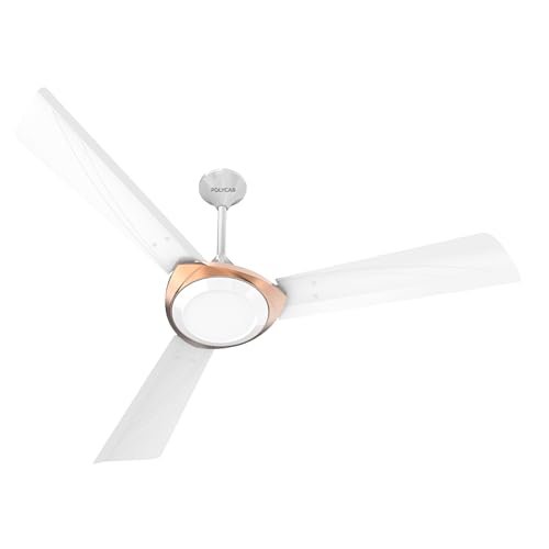Polycab Superb Neo 1200 mm High Speed Ceiling Fan | 100% Copper Winding Motor |Corrosion Resistant G-Tech Blades |1 Star Rated 52 Watt |Saves up to 33% Electricity |2 years warranty【White Bronze Gold】