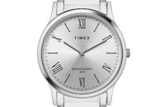 TIMEX Classics Analog Watch for Man with Silver Round Dial & Silver Stainless Steel Bracelet Band Water Resistant Men’s Wrist Watches – TW000R430