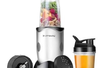 Longway Nutri Power 600 W Bullet Mixer Grinder & Smoothie Maker with Stainless Steel Blades & ABS Plastic Body | 22000 RPM | 3 Years Warranty (2 Jars, Silver)