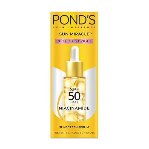 Ponds Serum boost sunscreen serum prevent and fade dark patches with the power of SPF 50 and NIACINAMIDE-C Serum 14ml.