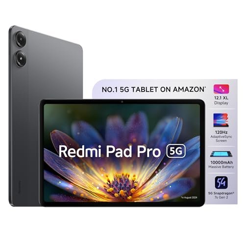 Redmi Pad Pro 5G | Snapdragon 7s Gen 2| 12.1-inch/30.7cm XL Display | 33+ Days Ultra-Long Standby | 10000mAh (typ) Battery | Powered by HyperOS | 8GB, 256GB | Wi-Fi 6 + 5G | Graphite Grey