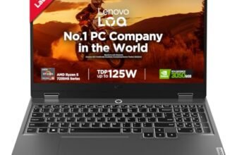 Lenovo LOQ, AMD Ryzen 5 7235HS, NVIDIA RTX 3050 6GB, 24GB RAM, 512GB SS SSD, 15.6″(39.6cm), Windows 11, Office Home 2024, Grey, 2.4Kg, 83JC00EFIN, 100% sRGB, 3 Mon. Game Pass Gaming Laptop