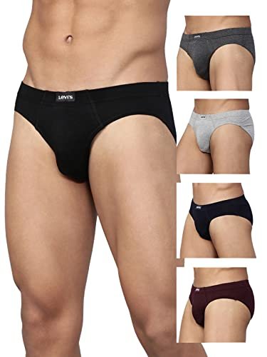 Levi's Men's Cotton Modern Regular Fit Solid Brief (Pack of 5) (#011-BRIEF-ASST-P5_Assorted_L)