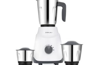 Bajaj GX1 Ninja Series 500W Mixer Grinder With 3 Jars (Stainless Steel Jars) | Superior Mixie For Kitchen | Durable Mixer Grinder | DuraCut Blades | 2 Yrs Warranty 【White/Grey】