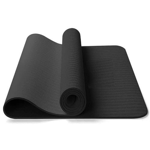 4MM Thick, Light Weight with Anti-Slip Dual Side Embossed Yoga Mat For Men and Women (Black)