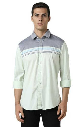 Van Heusen Men's Slim Fit Shirt (VSSFUSLFR25579_Light Green