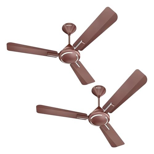Havells 1200mm Ambrose ES Ceiling Fan | Premium Finish, Deco. Fan, Elegant Looks, High Air Delivery, Energy Saving, 100% Pure Copper Motor | 2 Year Warranty by Brand | (Pack of 2, Nickel Pearl Brown)