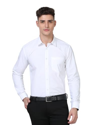 Scott International Shirt for Men | Solid Full Sleeves Wrinkle Free Mens Shirts | Cotton Formal Shirts for Men Regular Fit | Stylish Mens Shirt | Plain Shirts for Mens White