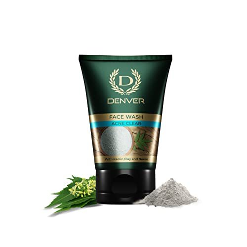 DENVER Acne Clear Face Wash – 100GM | Remove Acne & Lighten Dark Spots Face Gel for Men | Suitable for Oily Skin | All Skin Type