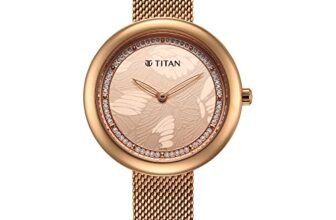 Titan Glitz Rose Gold Dial Stainless Steel Strap Analog Watch for Women-NS95210WM01