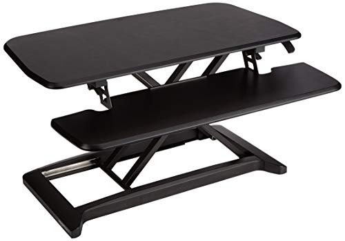AmazonBasics Adjustable Standing Desk Attachment for Computer Monitor and Keyboard, Black