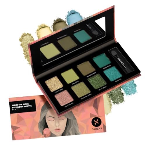 SUGAR Cosmetics Blend The Rules Matte Eyeshadow Palette | SmudgeProof – 07 Ivy (Enchanting Emeralds) | 10.4 gm